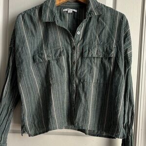O'Neill Men's Green Striped Button-Down Shirt